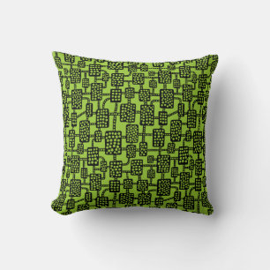 Coussin Abstrait 041113 - Noir sur Martian Green