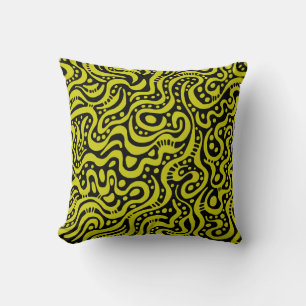 Coussin Abstrait 041211 - Banane jaune sur noir