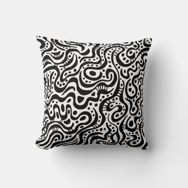 Coussin Abstrait 041211 - Noir sur blanc (Recto)