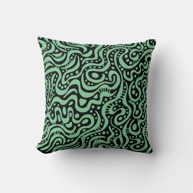Coussin Abstrait 041211 - Vert fané sur noir (Recto)