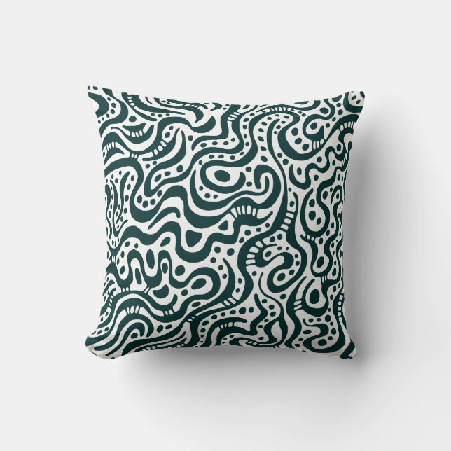 Coussin Abstrait 041211 - Vert foncé sur blanc (Recto)