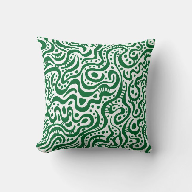 Coussin Abstrait 041211 - Vert forestier sur blanc (Recto)