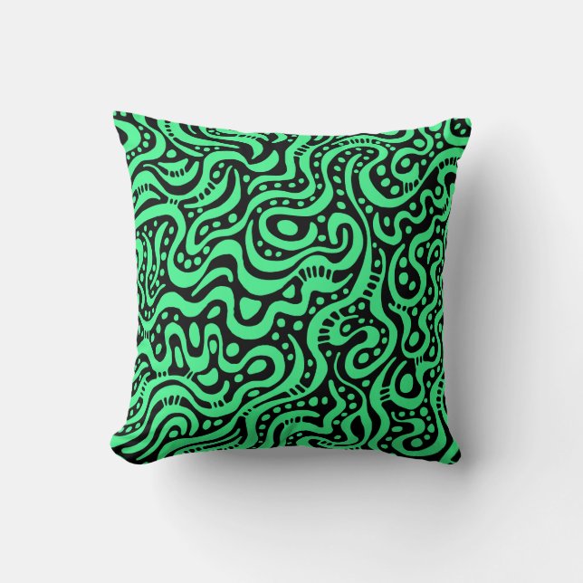 Coussin Abstrait 041211 - Vert menthe sur noir (Recto)