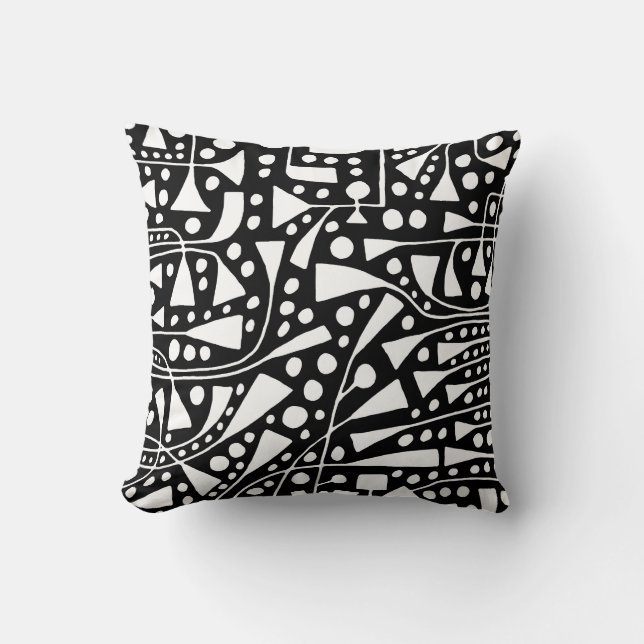 Coussin Abstrait 120112 - Blanc sur noir (Recto)