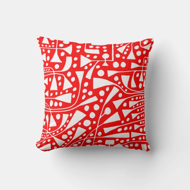 Coussin Abstrait 120112 - Blanc sur rouge (Recto)