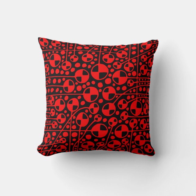 Coussin Abstrait 130112 v6 - Rouge sur noir (Recto)
