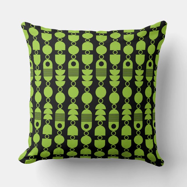 Coussin Abstrait 140823 - Martian Green sur Noir (Recto)