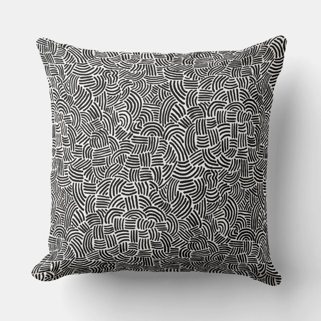 Coussin Abstrait 200923 - Noir sur blanc (Recto)