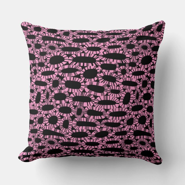 Coussin Abstrait 250923 - Rose sur Noir (Recto)
