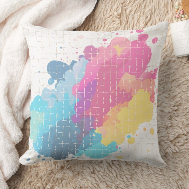 Coussin abstrait arc-en-ciel éclaboussé mignon (Couverture)