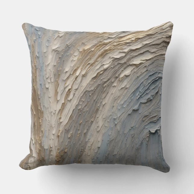 Coussin Abstrait bleu clair gris or (Recto)