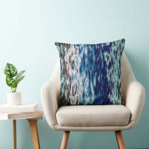 Coussin Abstrait bleu noir et blanc