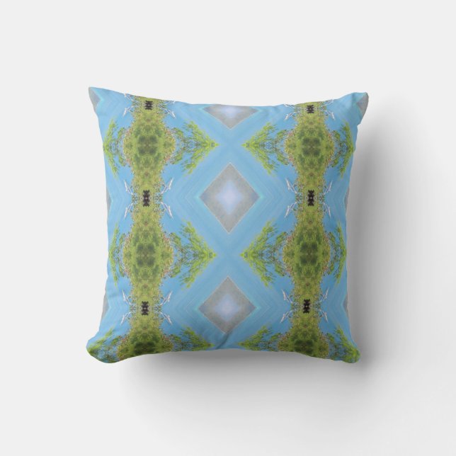 Coussin abstrait bleu vert (Recto)