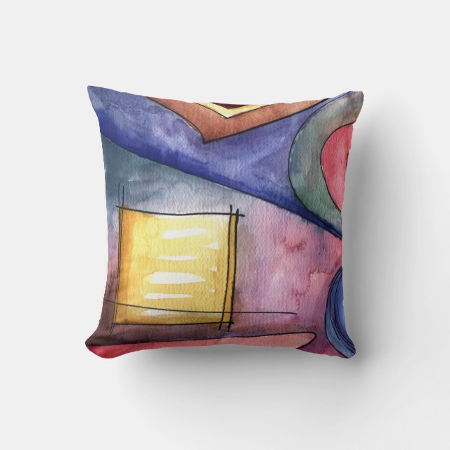 Coussin abstrait de couleur d'eau (Recto)