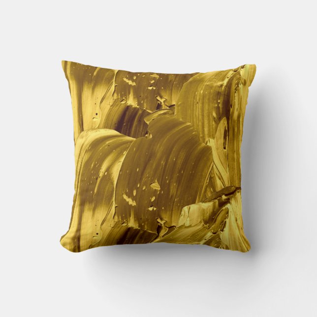 Coussin abstrait de peinture or (Recto)