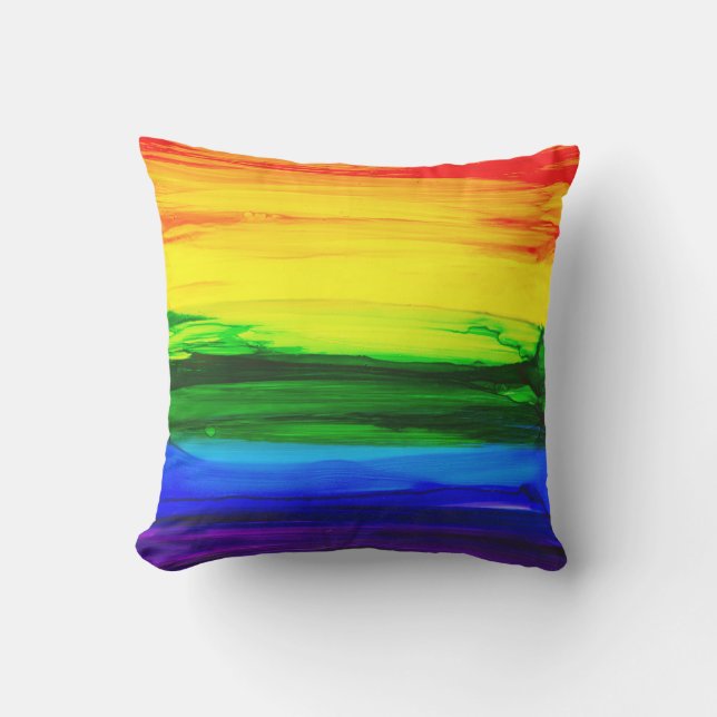 Coussin Abstrait d'encre d'alcool arc-en-ciel (Recto)