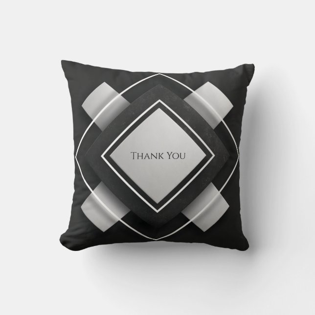 Coussin Abstrait Diamant Texturé Couches Noir (Recto)