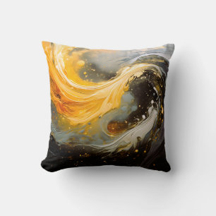 Coussin Abstrait Doré Marbre Moderne Vagues