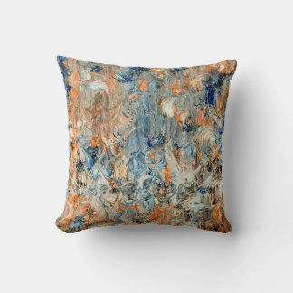 Coussin Abstrait en bleu et orange