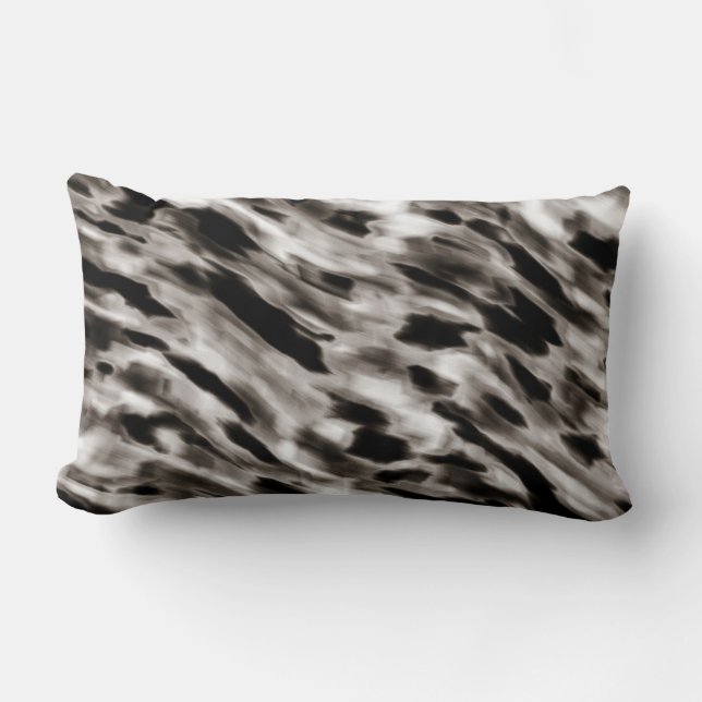 Coussin Abstrait en soie noir et blanc (Recto)