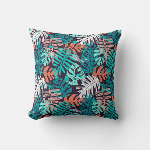 Coussin Abstrait feuille tropical motif. Créatif