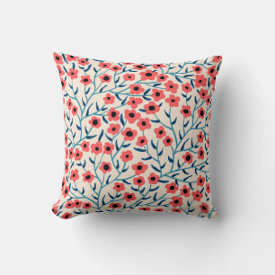Coussin Abstrait floral : Motif Vintage florissant.