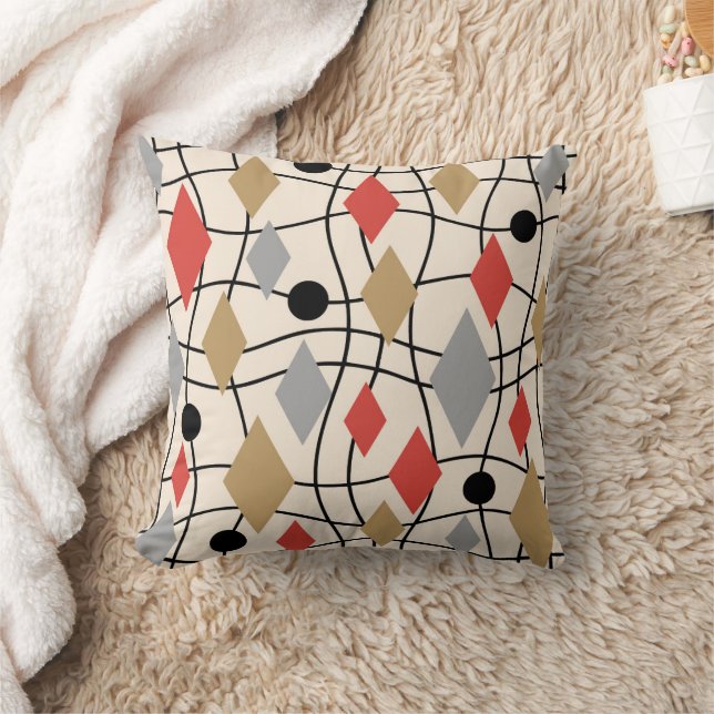 Coussin Abstrait géométrique moderne du milieu du siècle (Couverture)