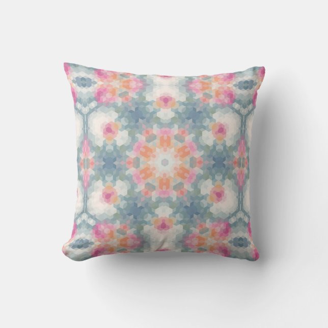 Coussin Abstrait géométrique moderne imprimé ornemental bl (Recto)