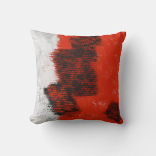 coussin Abstrait gris, rouge et noir