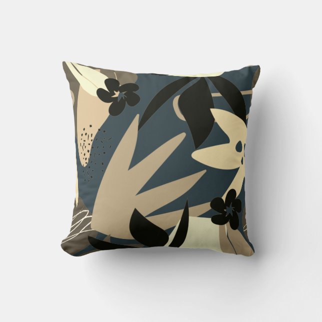 Coussin Abstrait imprimé floral tropical (Recto)