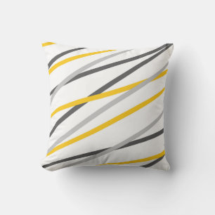 Coussin Abstrait linéaire jaune gris