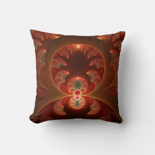 Coussin Abstrait lumineux rouge orange moderne Fractal