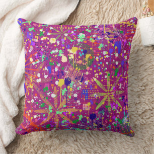 Coussin Abstrait Maximaliste de Couleur Audacieuse