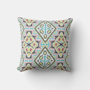Coussin Abstrait mexicaine tribale rétro african ethno tra