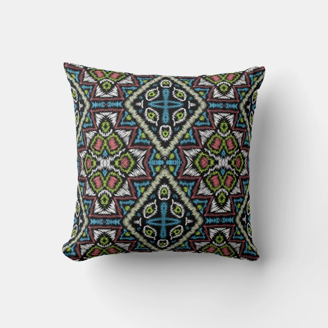 Coussin Abstrait mexicaine tribale rétro african ethno tra (Recto)