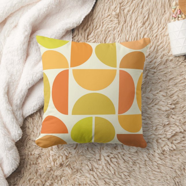 Coussin Abstrait milieu du siècle moderne cercles orange j (Couverture)