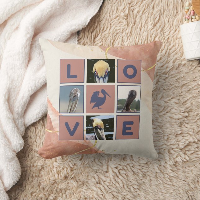 Coussin Abstrait minimaliste amour Pélican photo (Couverture)