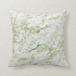 Coussin Abstrait Mint Green Gold Marbre blanc Luxe