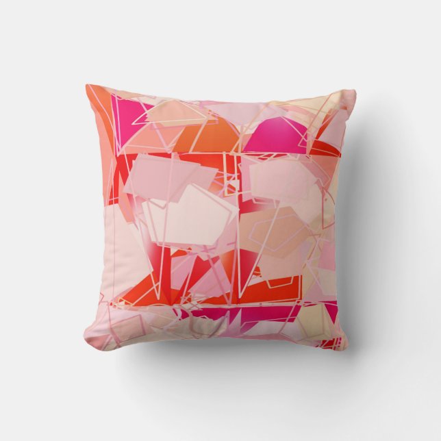 Coussin Abstrait moderne du milieu du siècle, Coral Pink & (Recto)