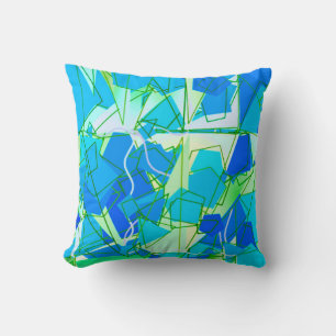 Coussin Abstrait Moderne du Milieu du XXe siècle, Bleu Aqu