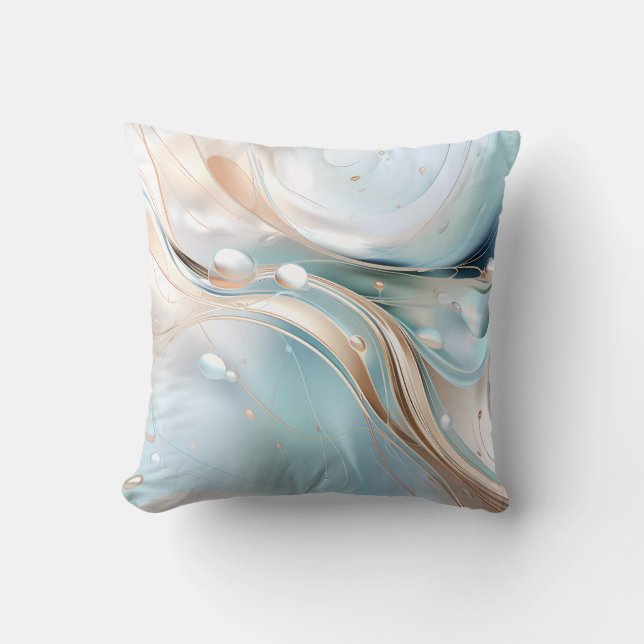 Coussin Abstrait moderne pastel bleu clair et rose vif (Recto)