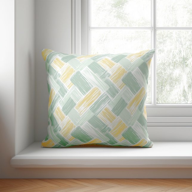Coussin Abstrait Moderne Vert et Jaune (Créateur téléchargé)