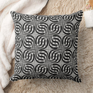 Coussin Abstrait monochrome gris et noir moderne