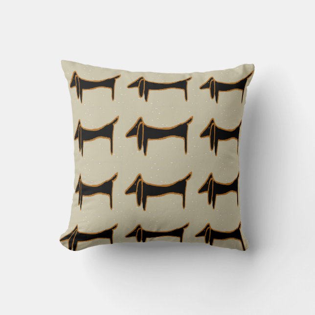 Coussin Abstrait noir Dachshund (Recto)