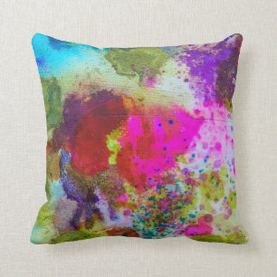 Coussin abstrait noir d'encre de conception de