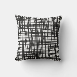 Coussin abstrait noir et blanc