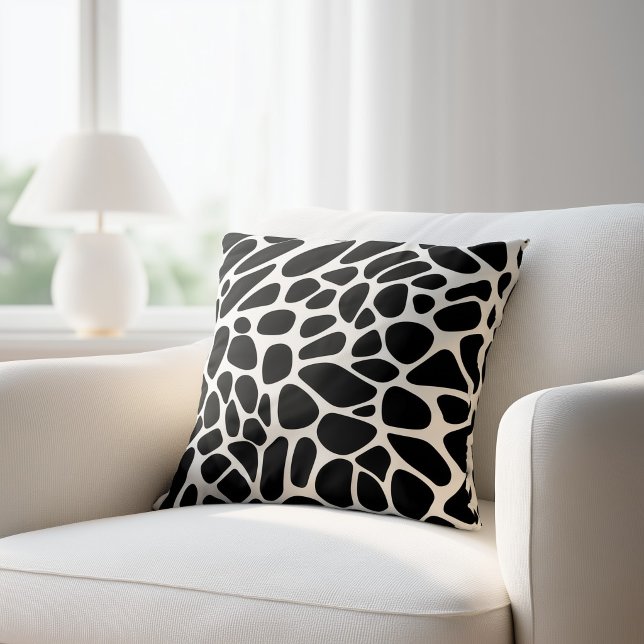 Coussin Abstrait Noir et Blanc (Créateur téléchargé)