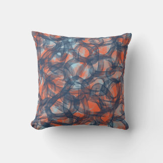 Coussin Abstrait orange et bleu