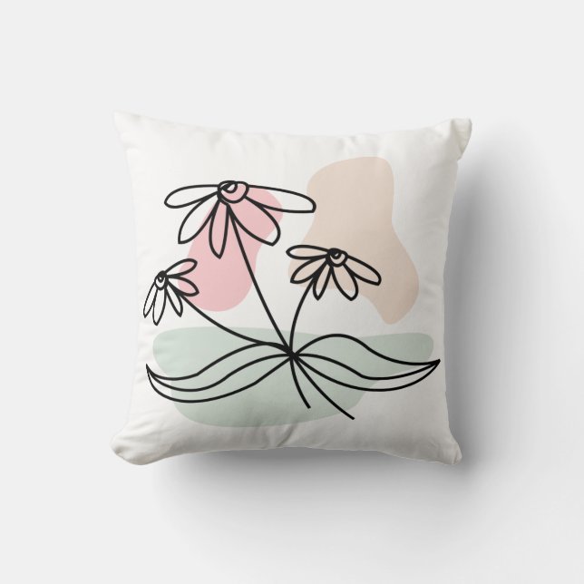 Coussin Abstrait Pastel Floral (Recto)