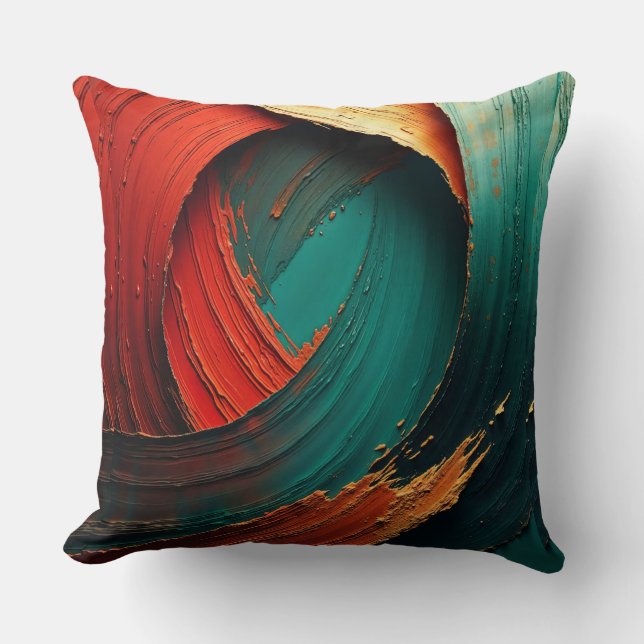 Coussin Abstrait peint à l'huile épais impasto (Recto)